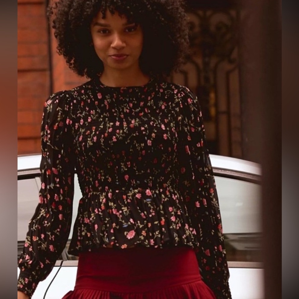 GANNI ditsy Floral peplum blouse.